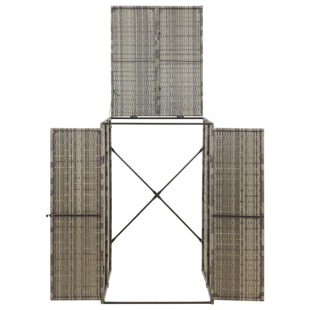 szürke polyrattan kerekes kukatároló fészer 70 x 80 x 117 cm