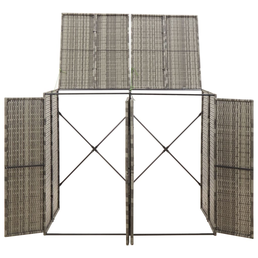 szürke polyrattan dupla kerekeskuka tárolófészer 140x80x117 cm