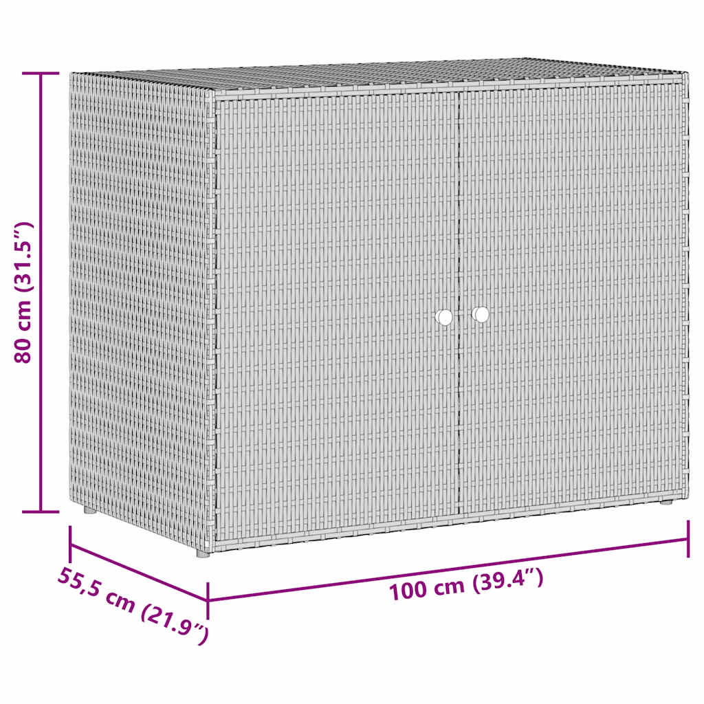 szürke polyrattan kerti tárolószekrény 100 x 55,5 x 80 cm