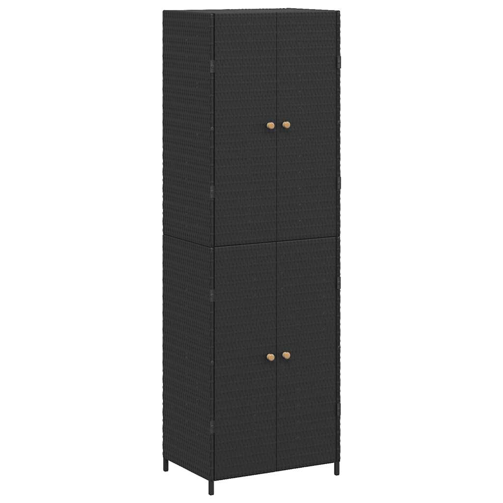 fekete polyrattan kerti tárolószekrény 59 x 40 x 180 cm