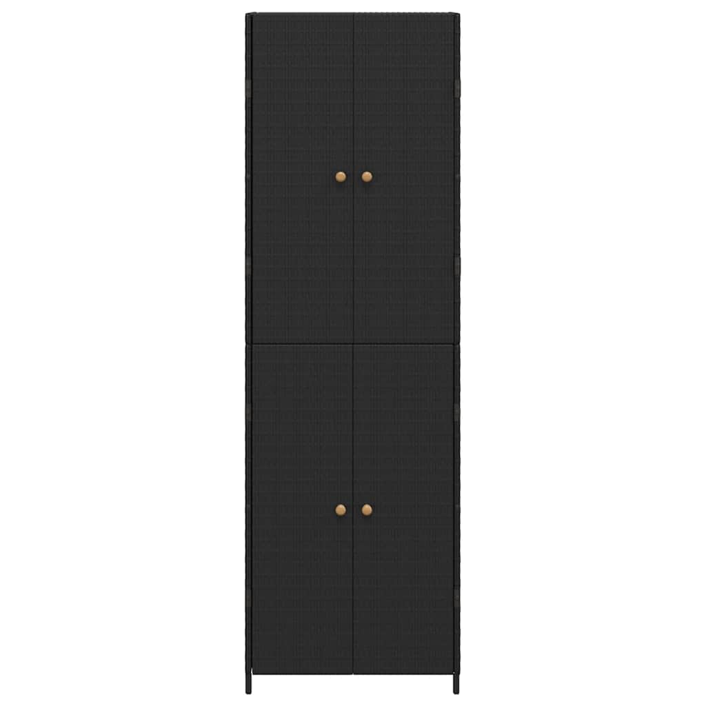fekete polyrattan kerti tárolószekrény 59 x 40 x 180 cm