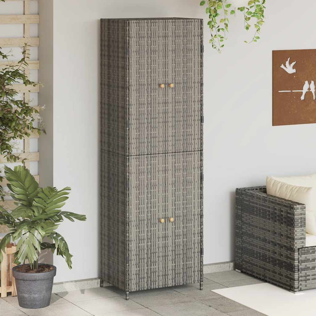 szürke polyrattan kerti tárolószekrény 59 x 40 x 180 cm