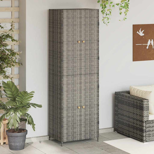szürke polyrattan kerti tárolószekrény 59 x 40 x 180 cm