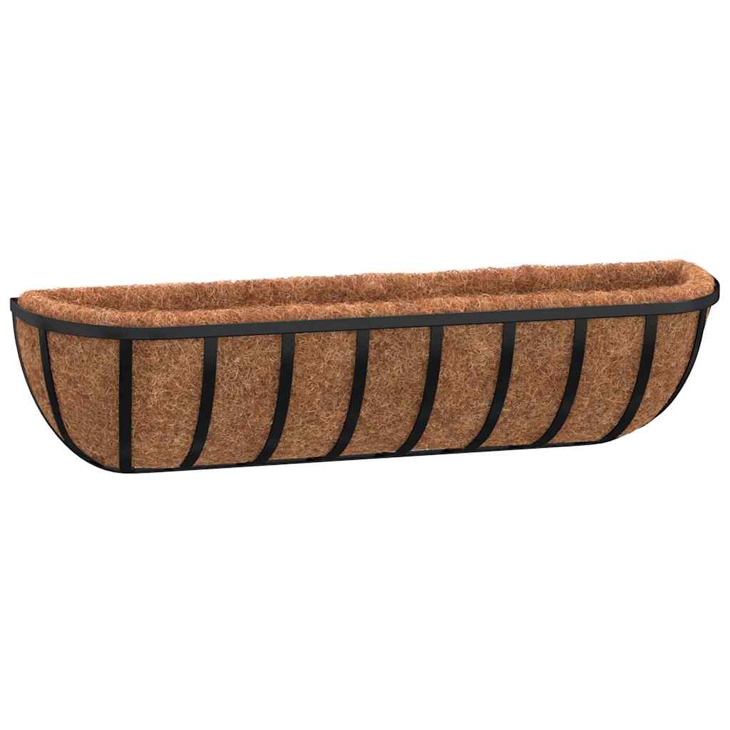 2 db fekete acél fali növénytartó kókusz béléssel 61x19x16 cm