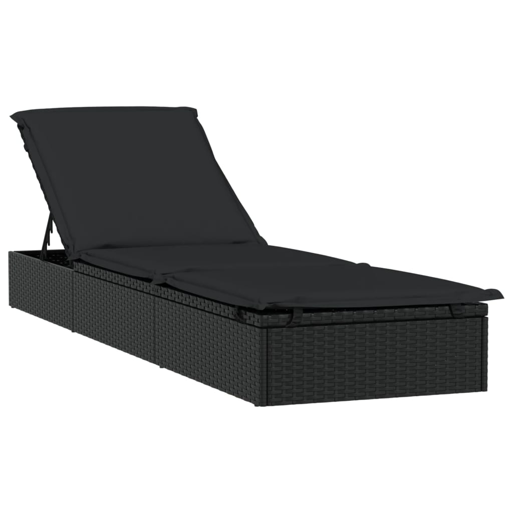 2 db fekete polyrattan napágy asztallal