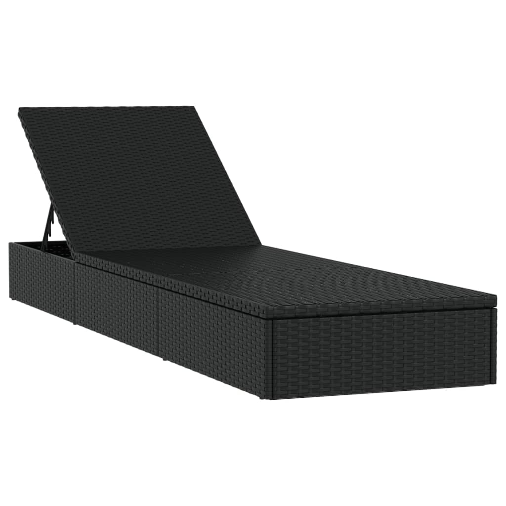 2 db fekete polyrattan napágy asztallal