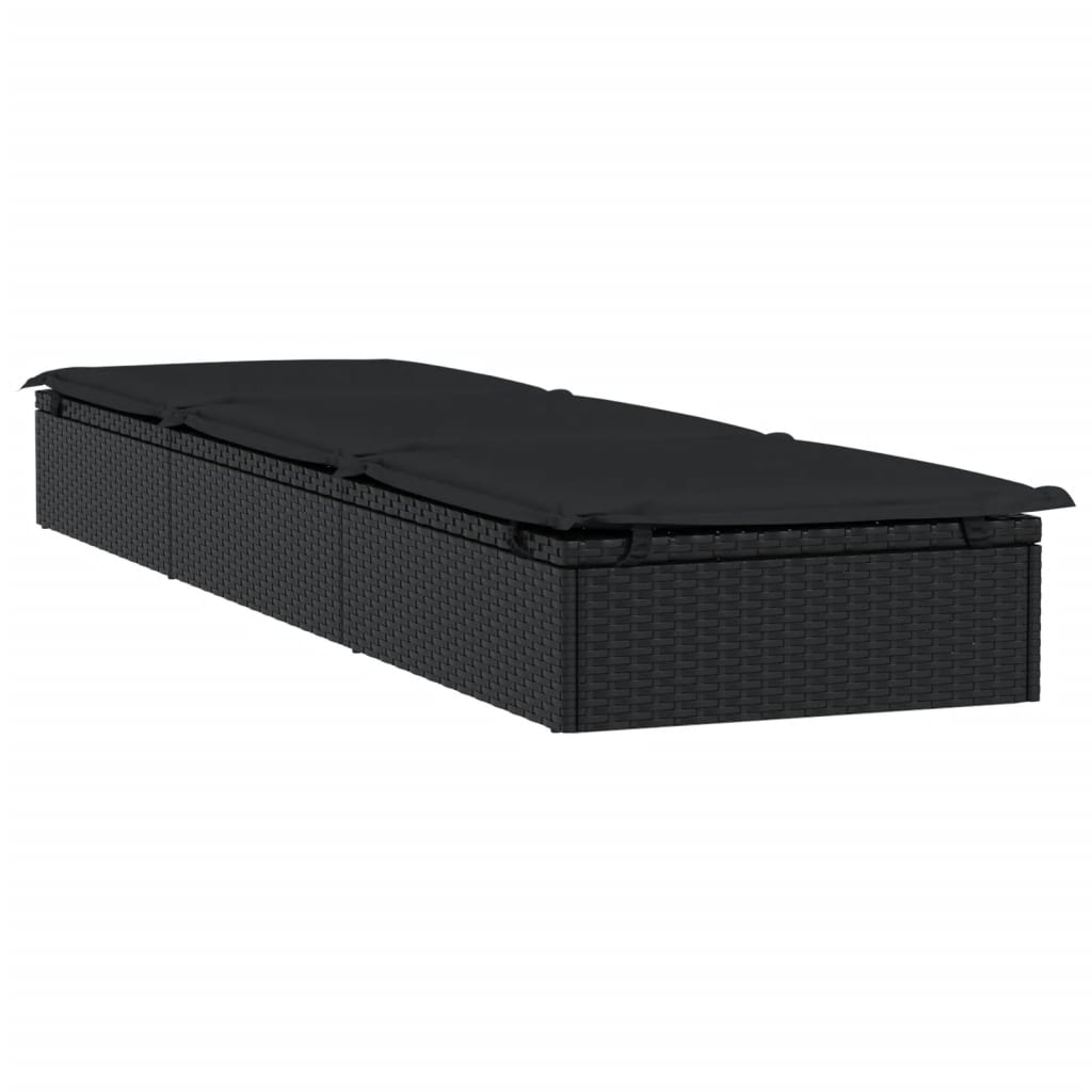 2 db fekete polyrattan napágy asztallal