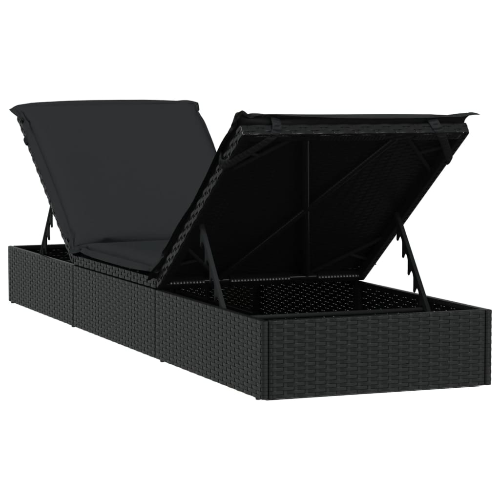 2 db fekete polyrattan napágy asztallal