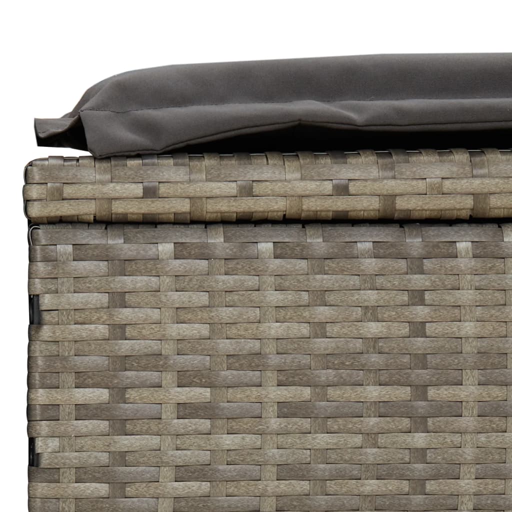 szürke polyrattan napozóágy összecsukható tetővel 213x63x97 cm
