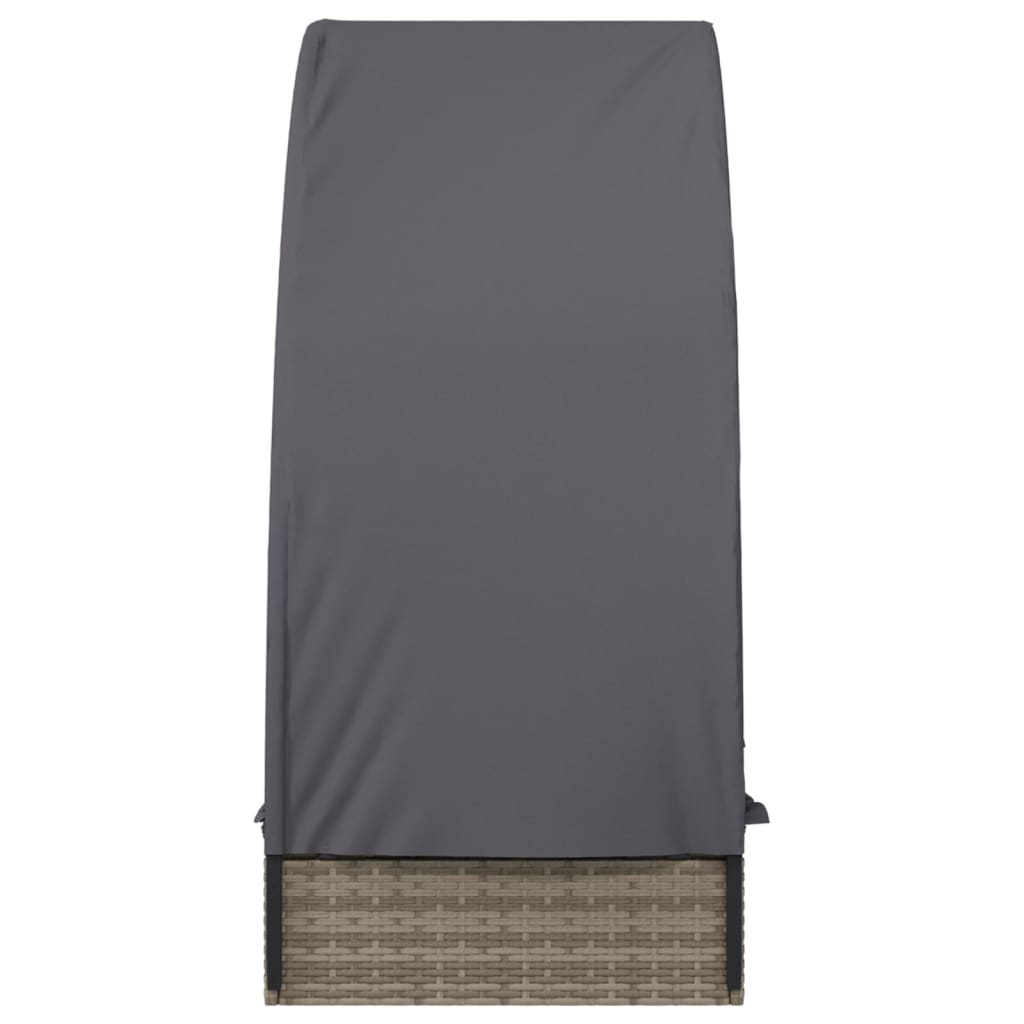 szürke polyrattan napágy kerek tetővel 211 x 57 x 140 cm