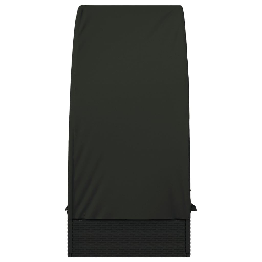 fekete polyrattan napágy kerek tetővel 211 x 57 x 140 cm