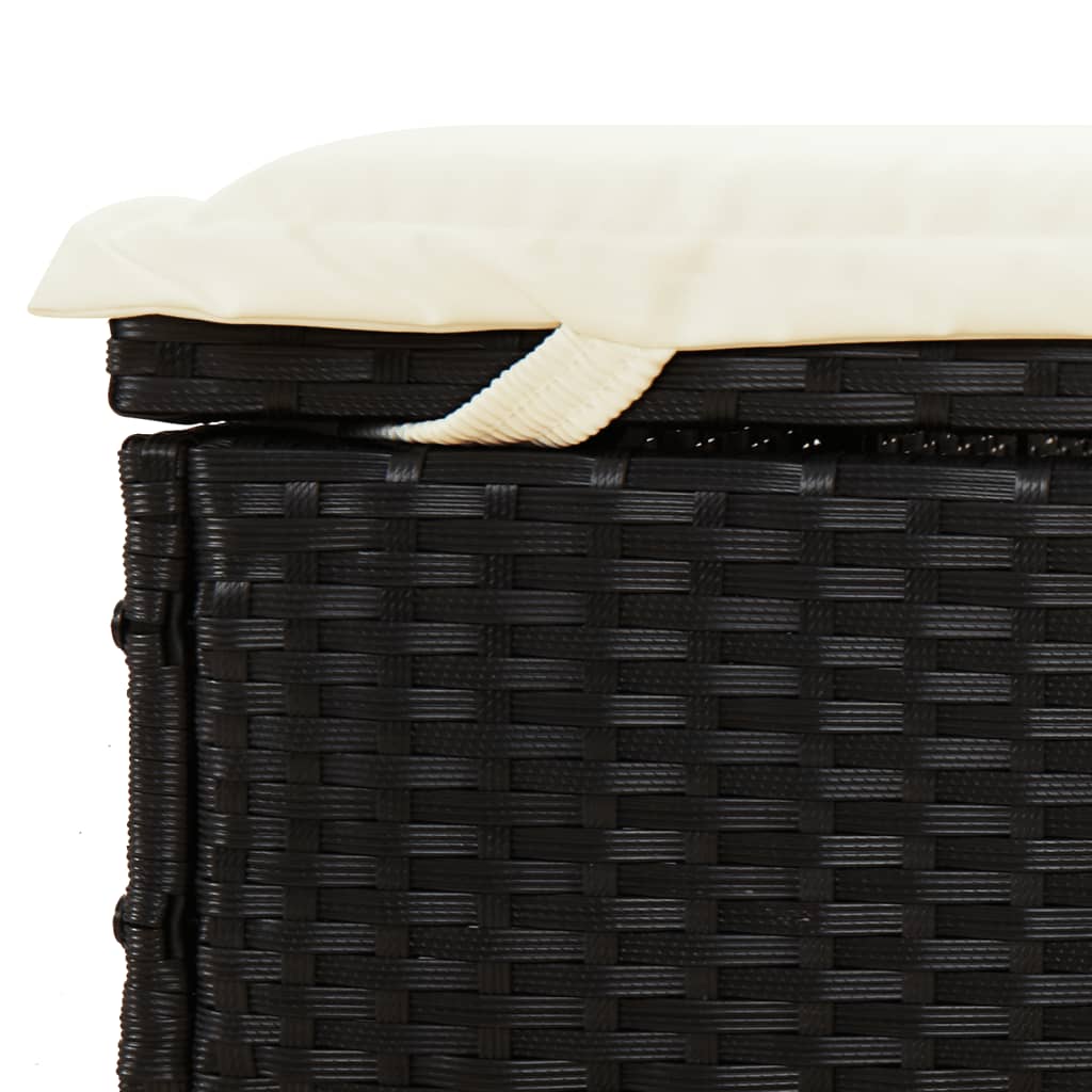 kétszemélyes fekete polyrattan napozóágy párnákkal