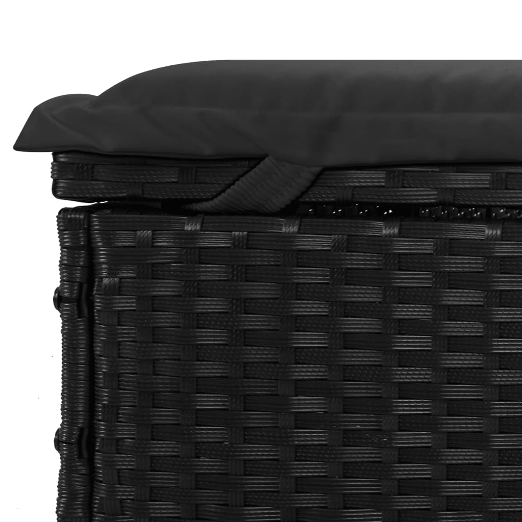 kétszemélyes fekete polyrattan napozóágy párnákkal