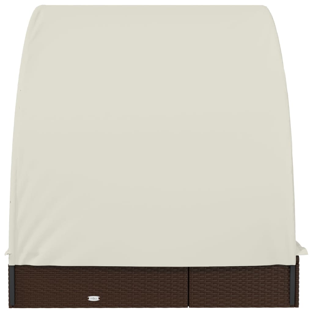 2 személyes barna polyrattan napágy kerek tetővel 211x112x140cm