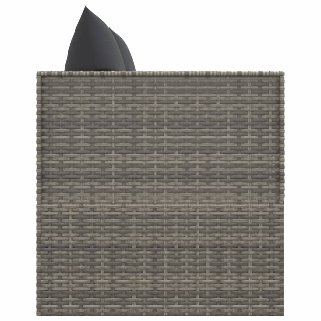 szürke polyrattan kültéri társalgókanapé párnákkal