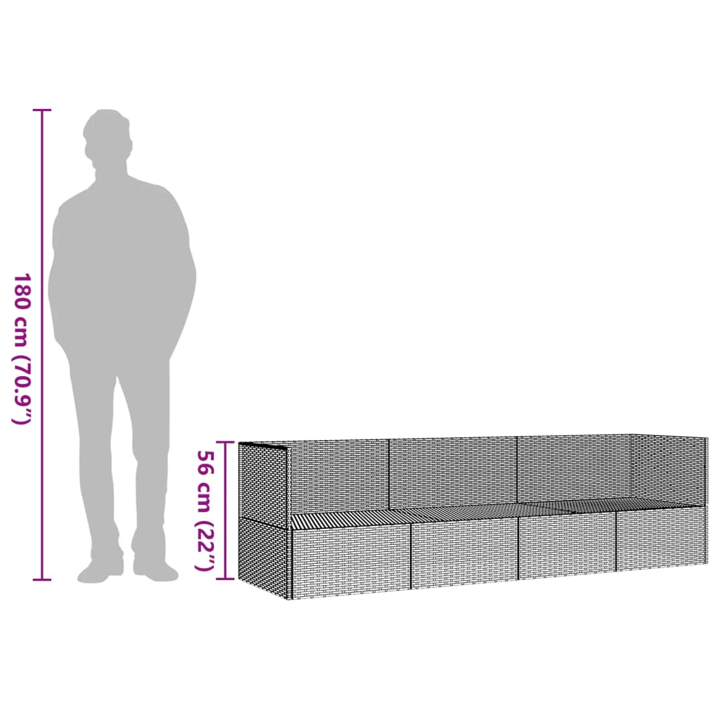 szürke polyrattan kültéri társalgókanapé párnákkal