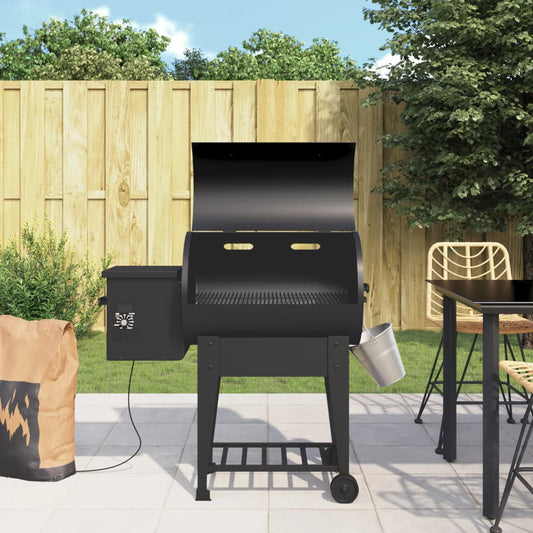fekete vas pellet grillsütő alsó polccal 94 cm