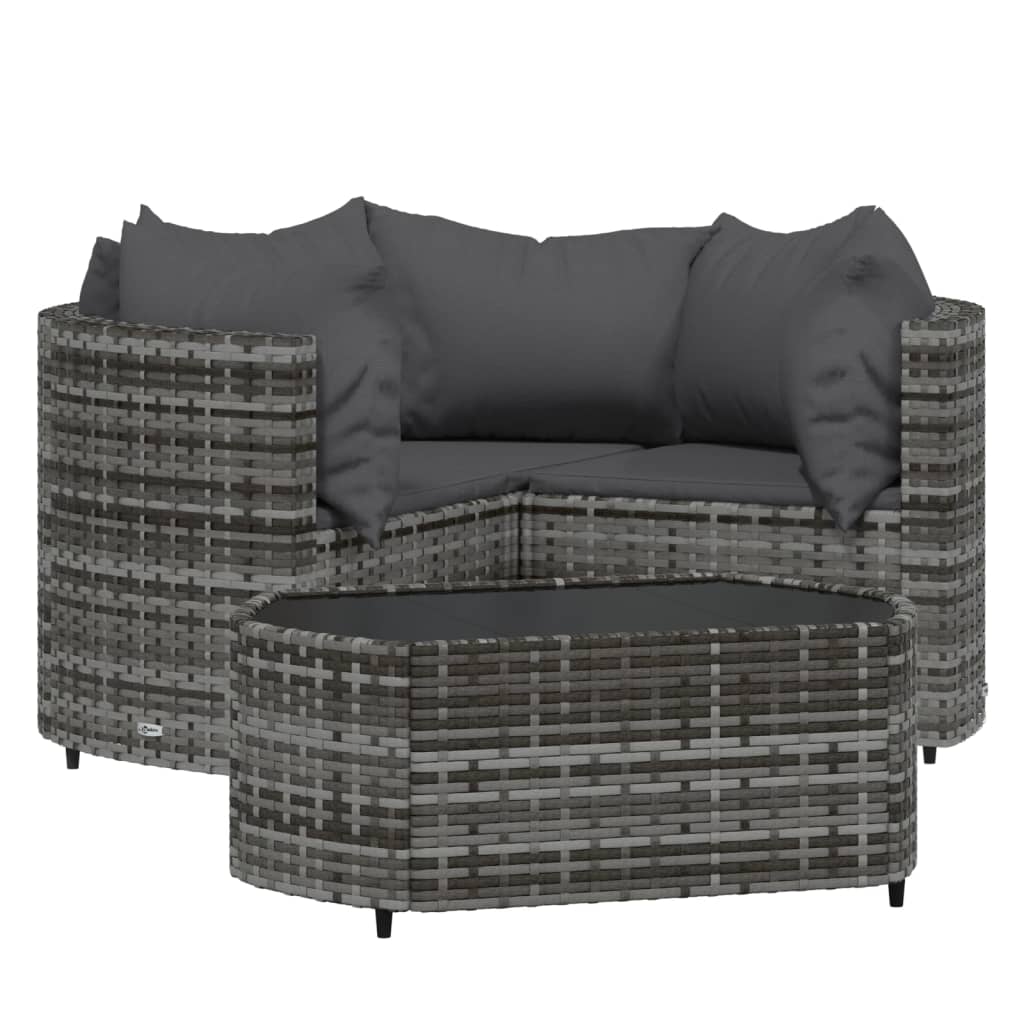 4 részes szürke polyrattan kerti ülőgarnitúra párnákkal