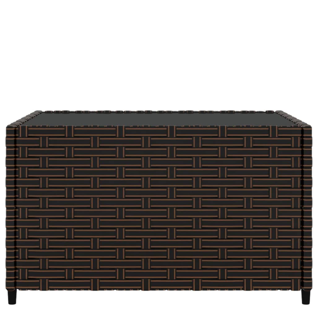 barna polyrattan négyzet alakú kerti dohányzóasztal 50x50x30 cm