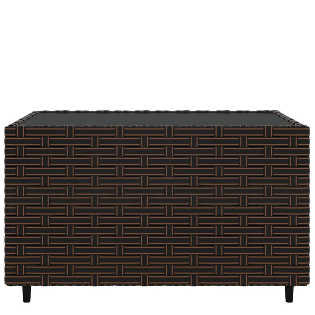 barna polyrattan négyzet alakú kerti dohányzóasztal 50x50x30 cm