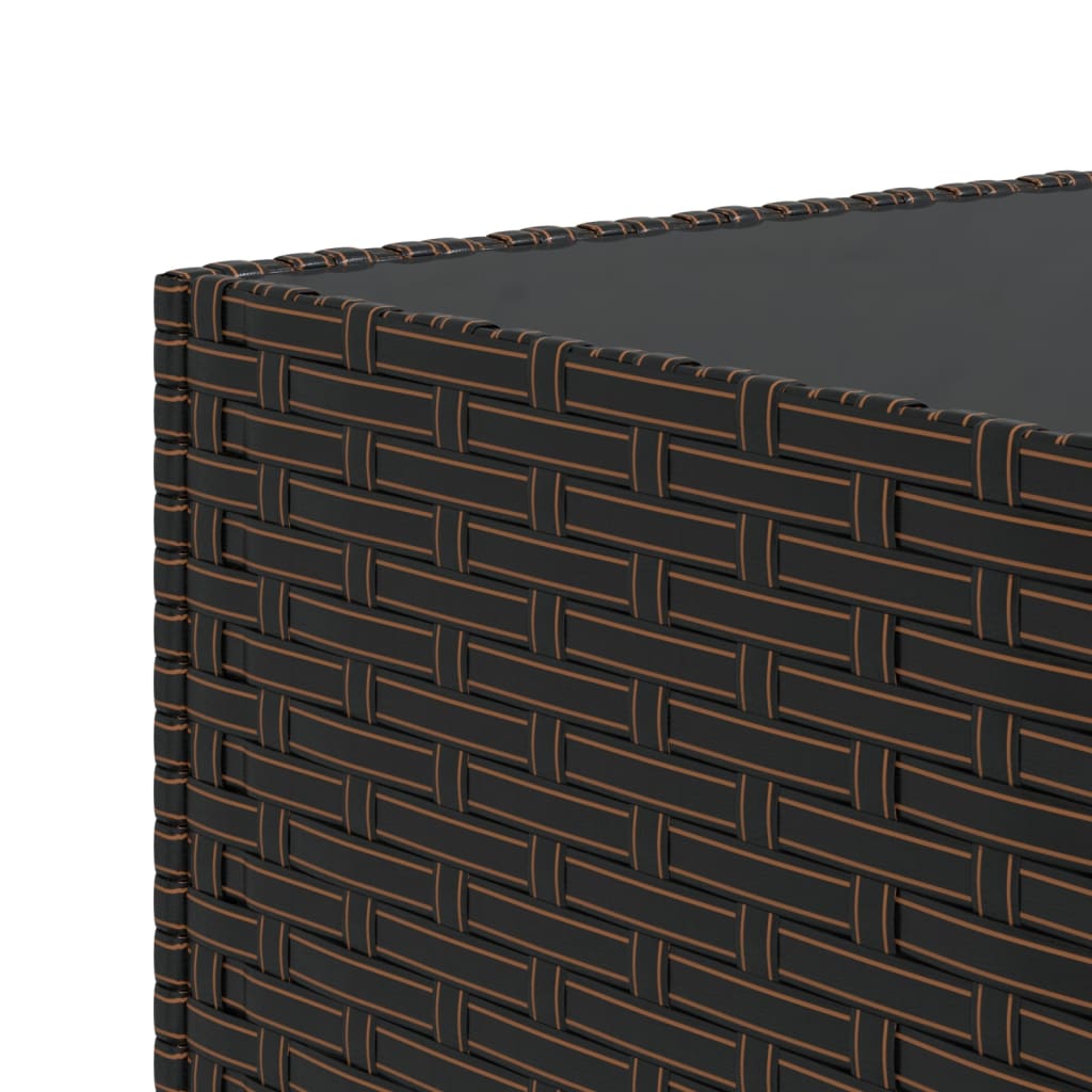 barna polyrattan négyzet alakú kerti dohányzóasztal 50x50x30 cm