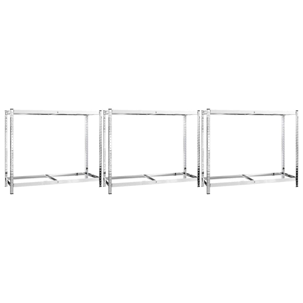3 db ezüstszínű 2 szintes acél gumiabroncstartó 110x40x110 cm