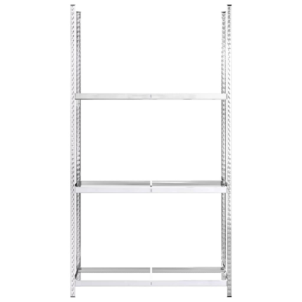 3 db ezüstszínű 3 szintes acél gumiabroncstartó 110x40x200 cm