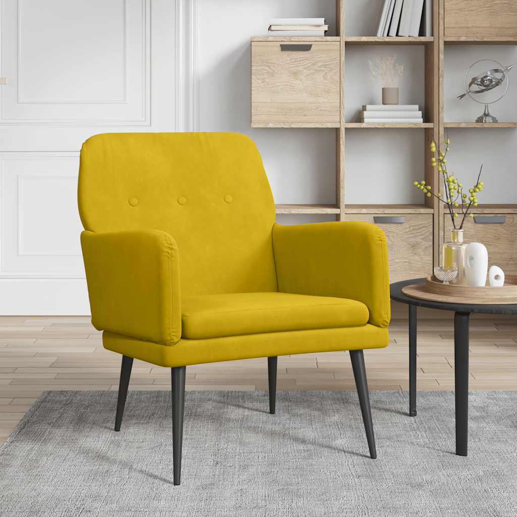 sárga bársonyfotel 62x79x79 cm