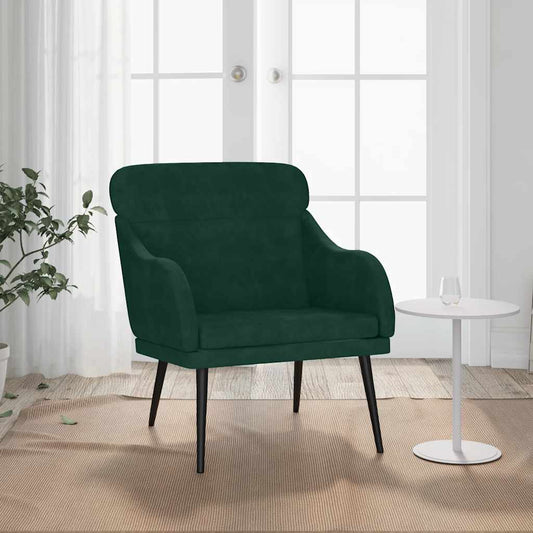 sötétzöld bársonyfotel 63 x 76 x 80 cm