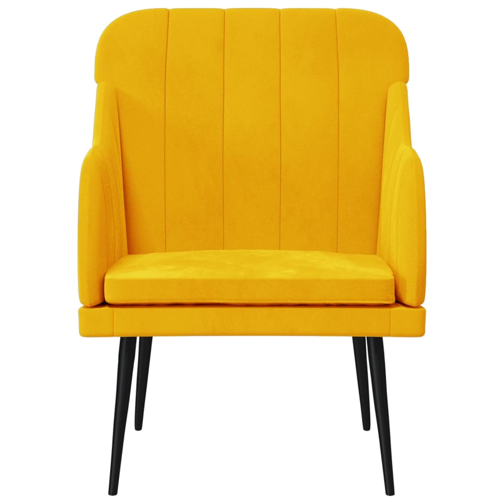 sárga bársonyfotel 63 x 76 x 80 cm