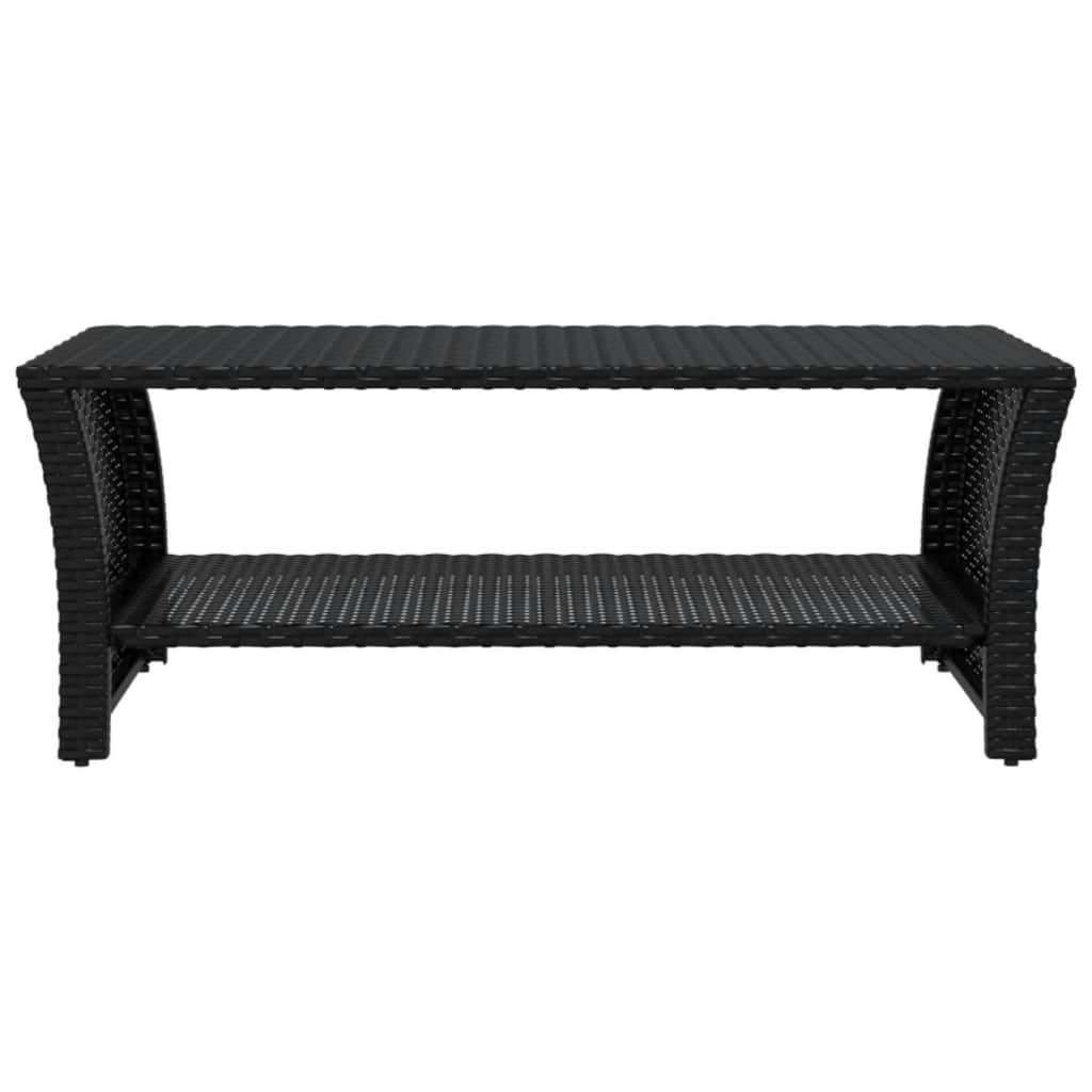 fekete polyrattan dohányzóasztal 100 x 50 x 40 cm