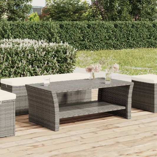 szürke polyrattan dohányzóasztal 100 x 50 x 40 cm