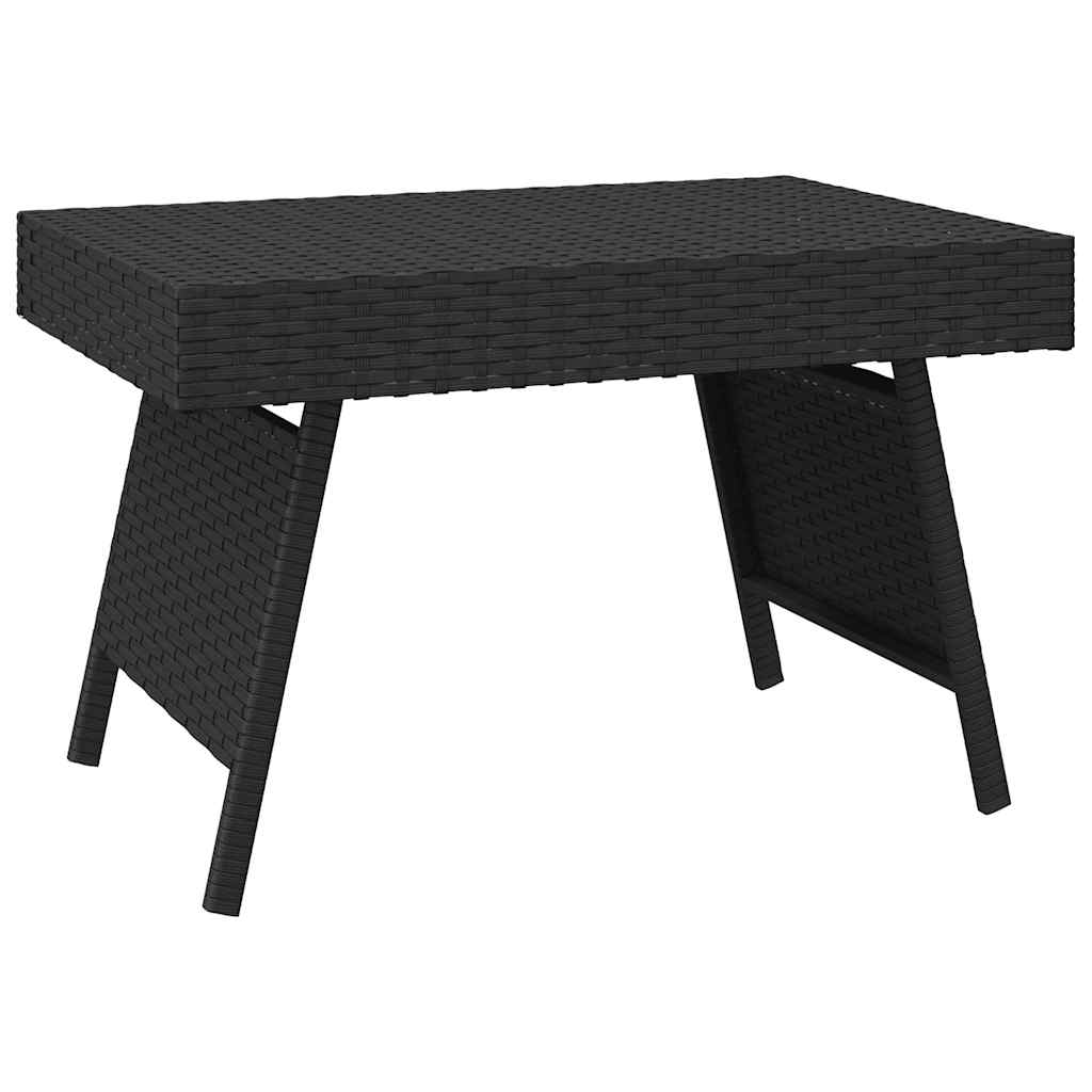 fekete összecsukható polyrattan kisasztal 60 x 40 x 38 cm