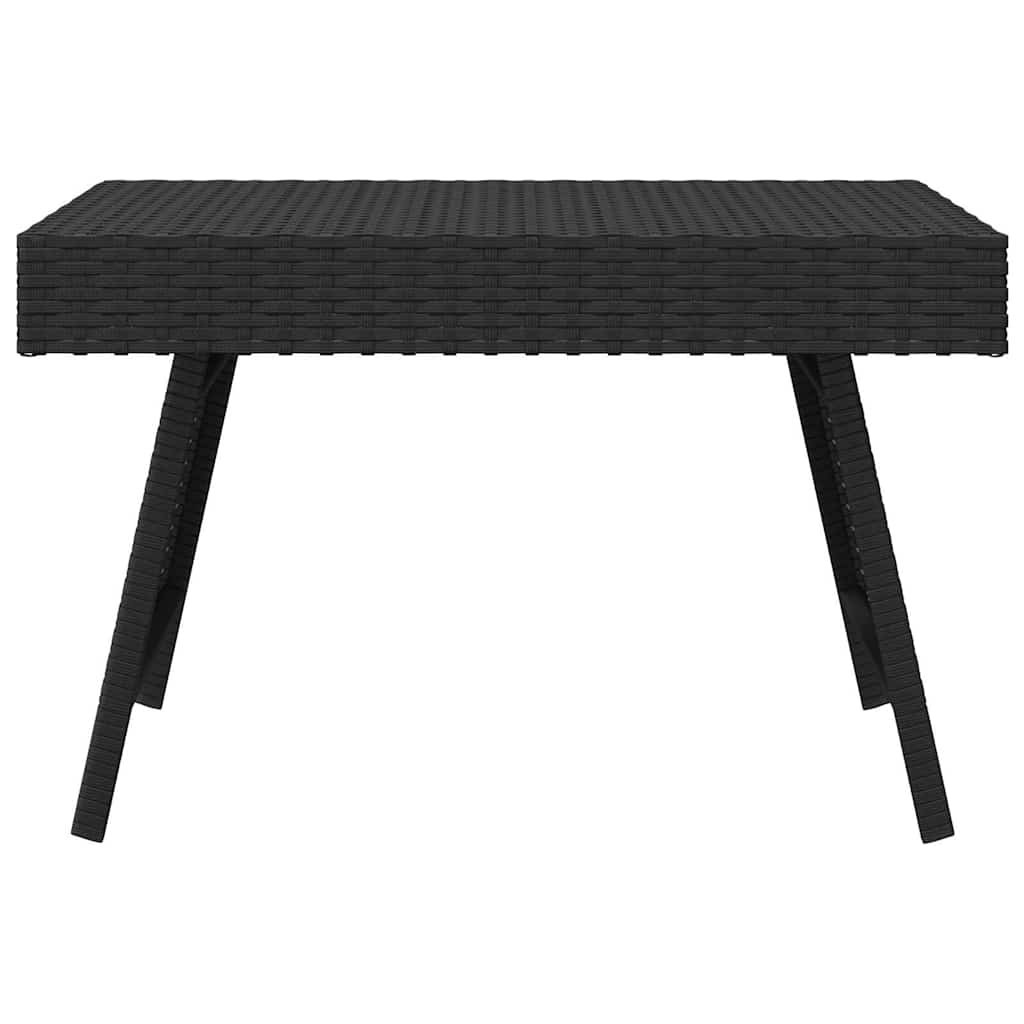 fekete összecsukható polyrattan kisasztal 60 x 40 x 38 cm