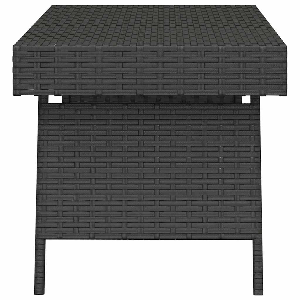 fekete összecsukható polyrattan kisasztal 60 x 40 x 38 cm