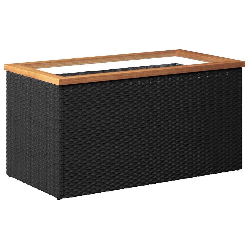 fekete polyrattan ültetőláda 80 x 40 x 40 cm