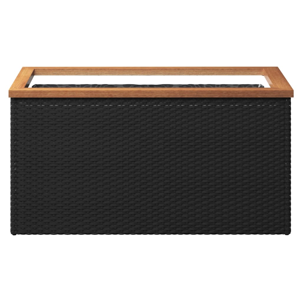 fekete polyrattan ültetőláda 80 x 40 x 40 cm