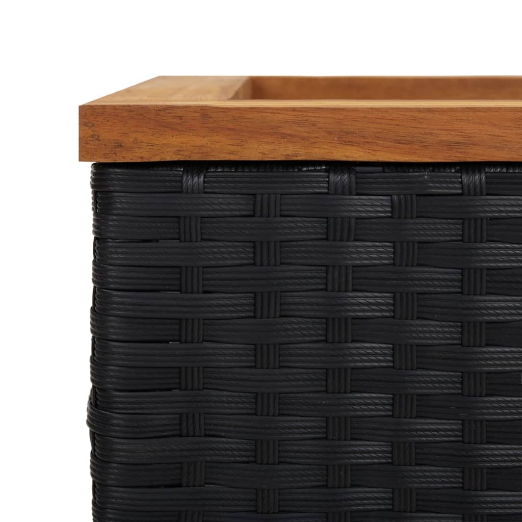 fekete polyrattan ültetőláda 80 x 40 x 40 cm