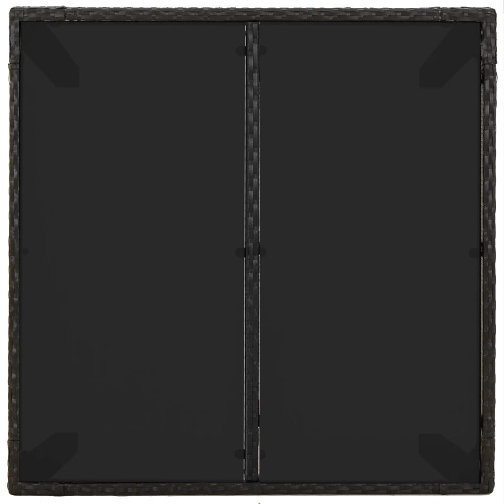 fekete polyrattan üveglapos kerti asztal 90 x 90 x 75 cm