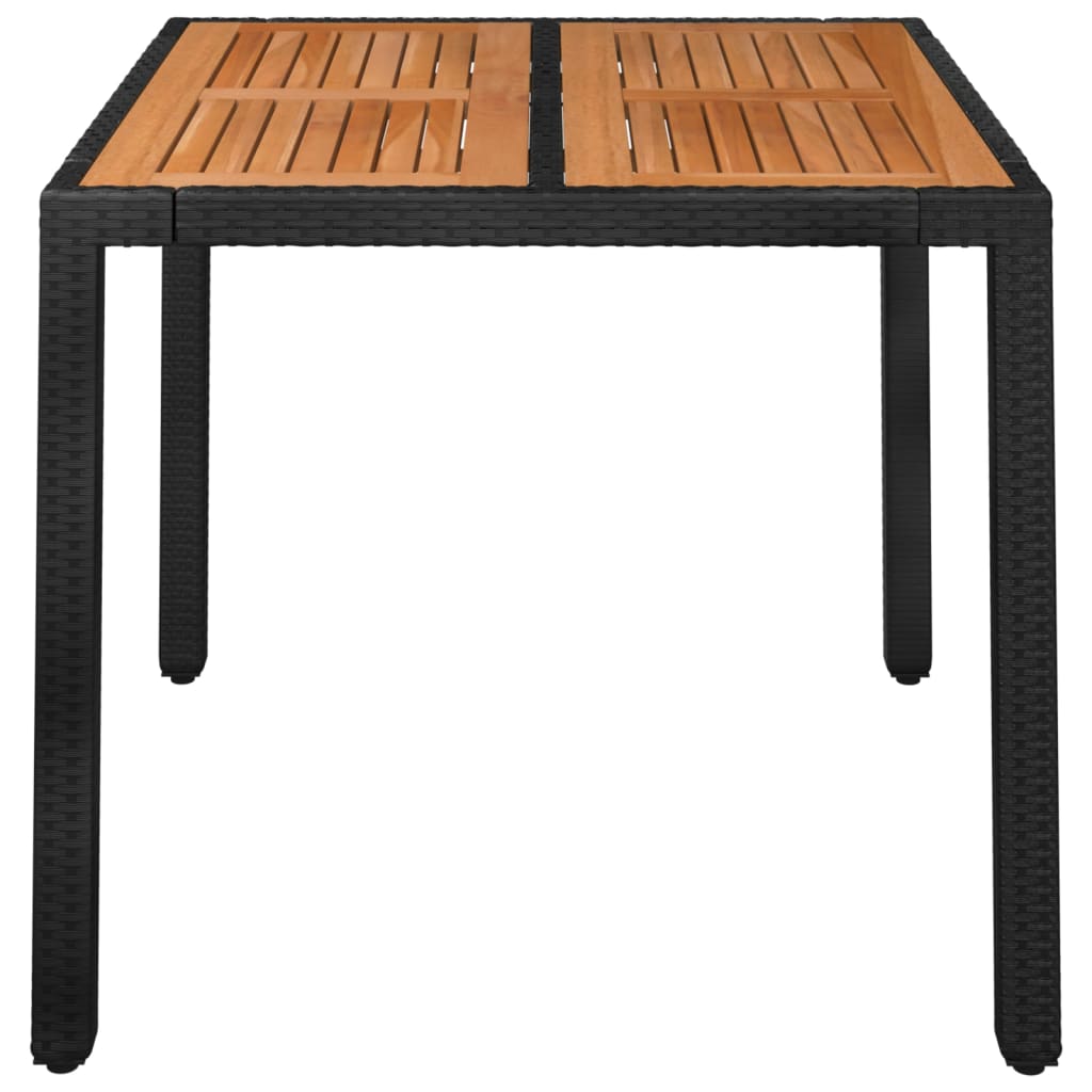 fekete polyrattan falapos kerti asztal 90 x 90 x 75 cm