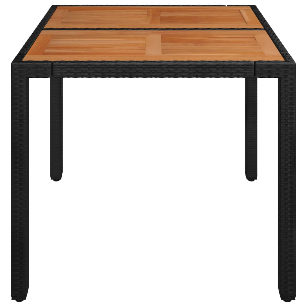 fekete polyrattan falapos kerti asztal 90 x 90 x 75 cm