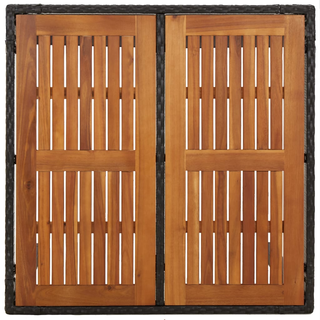 fekete polyrattan falapos kerti asztal 90 x 90 x 75 cm
