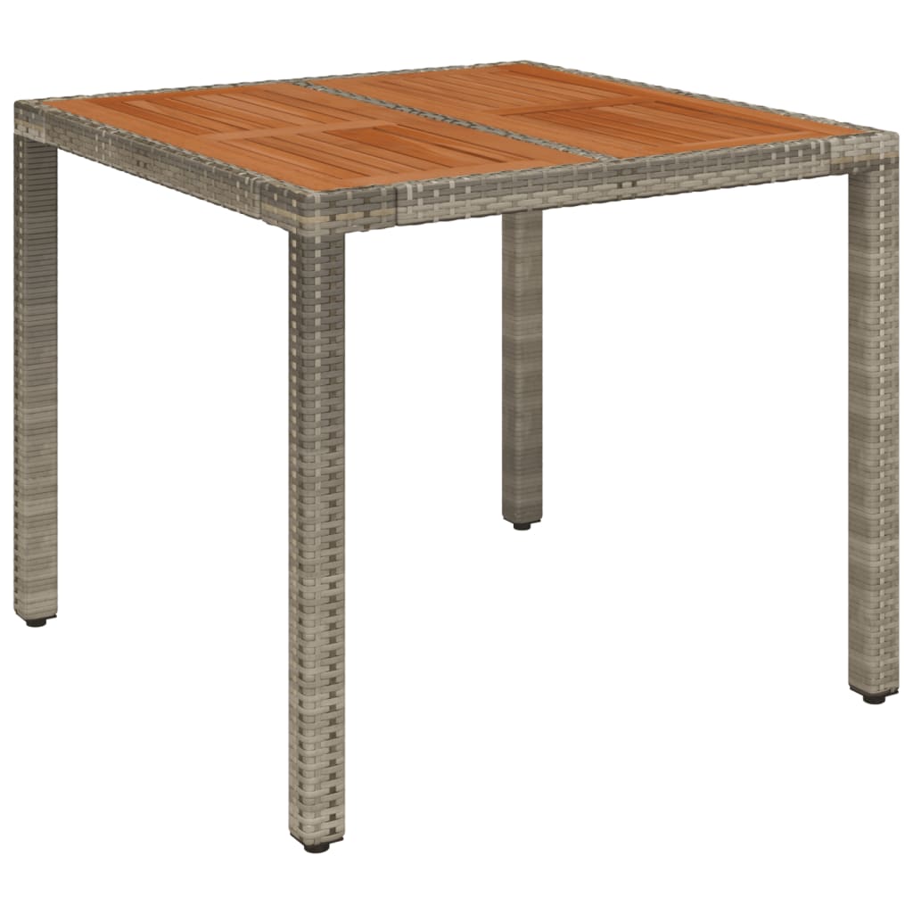 szürke polyrattan falapos kerti asztal 90 x 90 x 75 cm