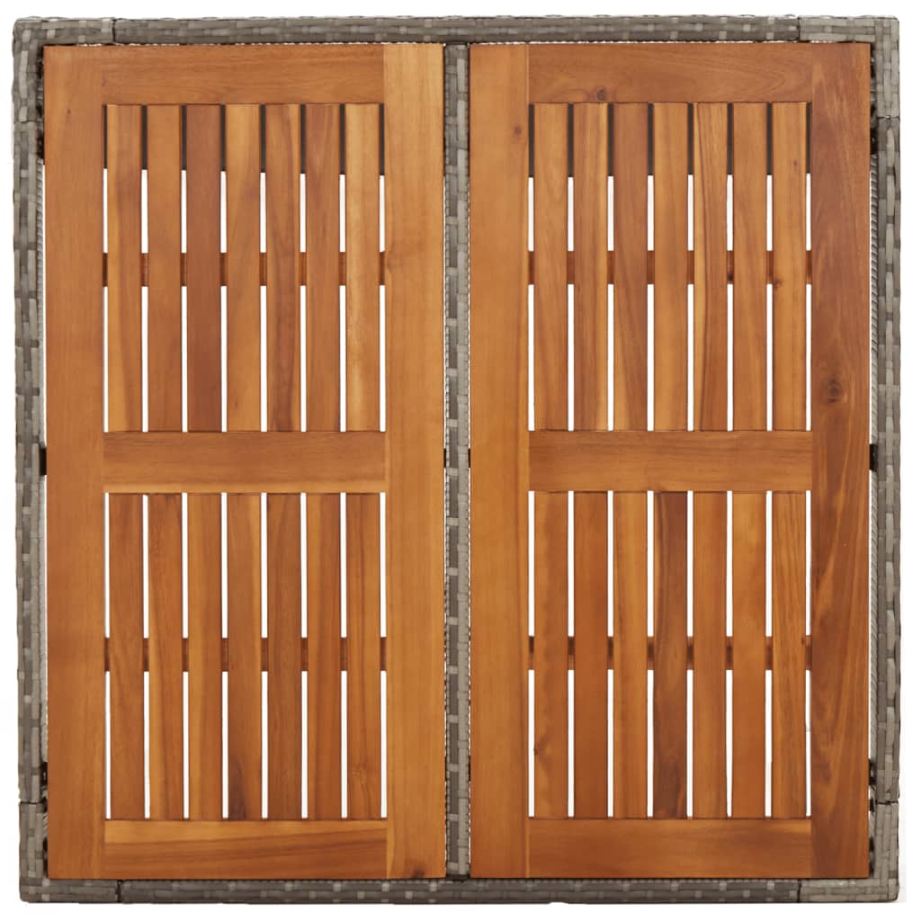 szürke polyrattan falapos kerti asztal 90 x 90 x 75 cm
