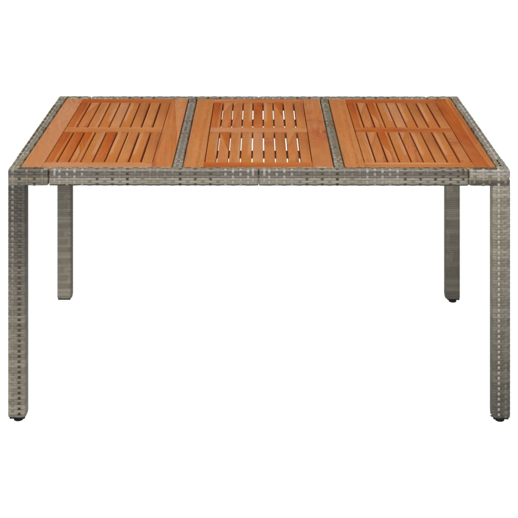 szürke polyrattan falapos kerti asztal 150 x 90 x 75 cm