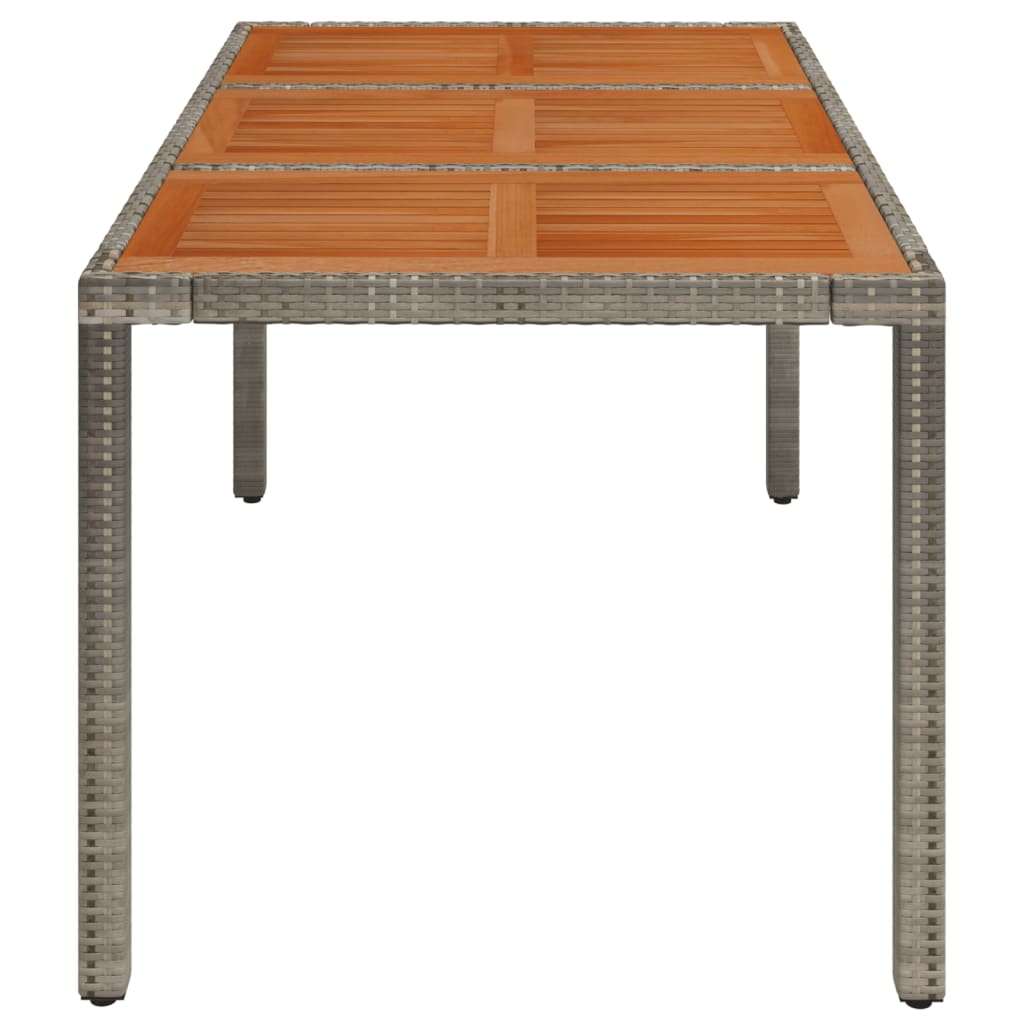 szürke polyrattan falapos kerti asztal 150 x 90 x 75 cm