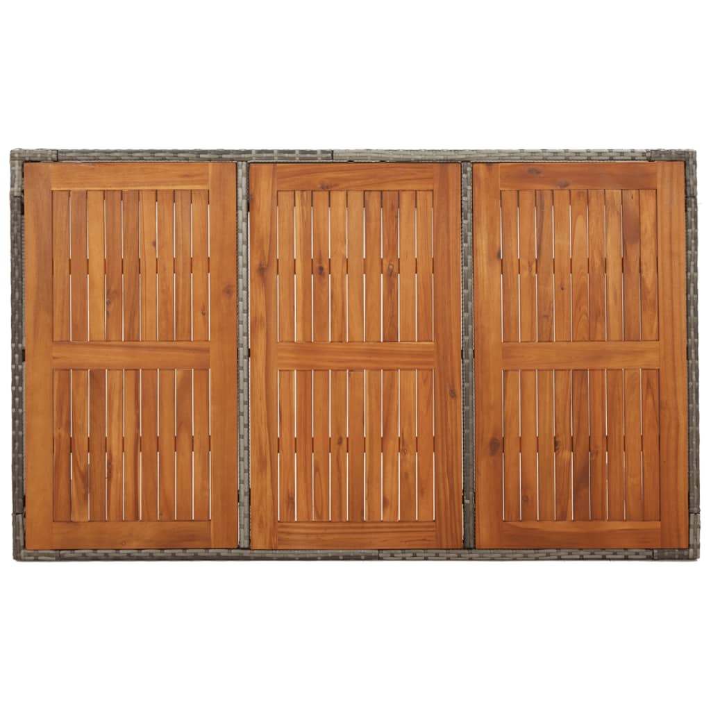 szürke polyrattan falapos kerti asztal 150 x 90 x 75 cm