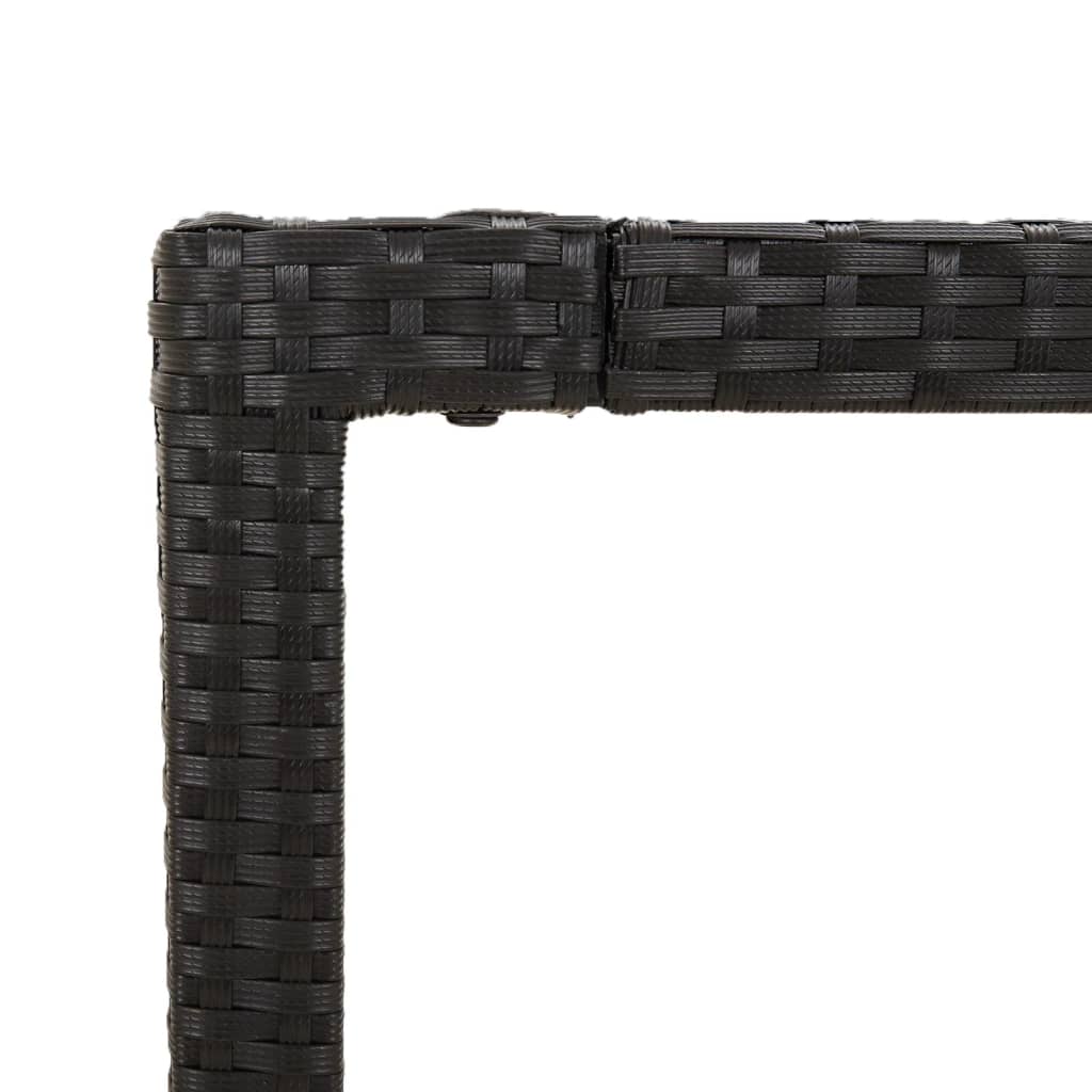 fekete polyrattan üveglapos kerti asztal 190 x 90 x 75 cm