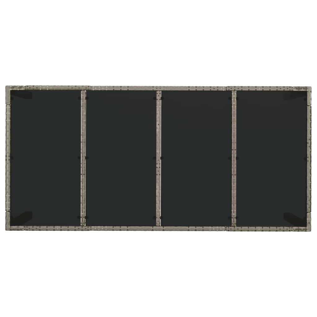 szürke polyrattan üveglapos kerti asztal 190 x 90 x 75 cm