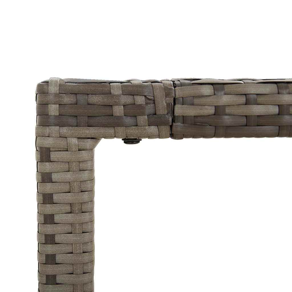 szürke polyrattan üveglapos kerti asztal 190 x 90 x 75 cm